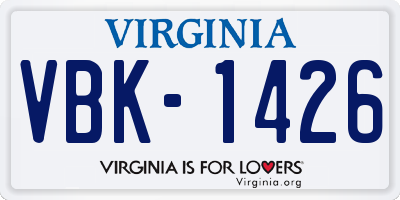 VA license plate VBK1426
