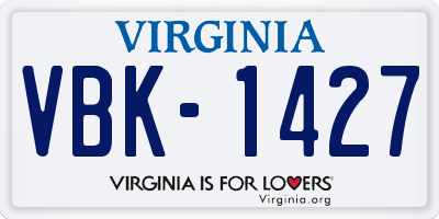 VA license plate VBK1427