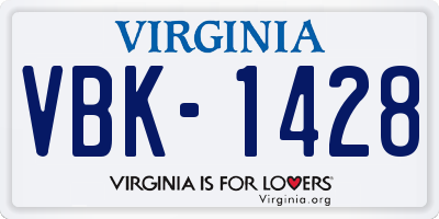 VA license plate VBK1428