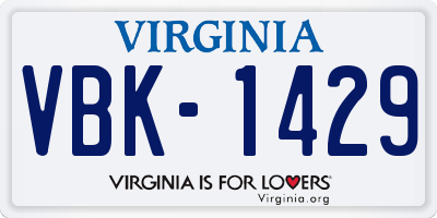 VA license plate VBK1429