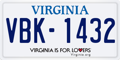 VA license plate VBK1432
