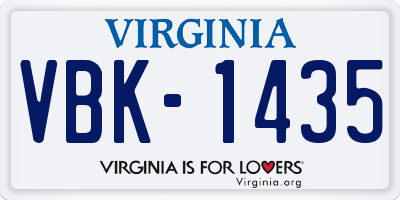 VA license plate VBK1435