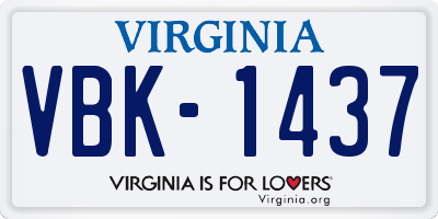 VA license plate VBK1437