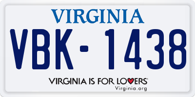 VA license plate VBK1438
