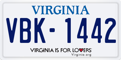 VA license plate VBK1442