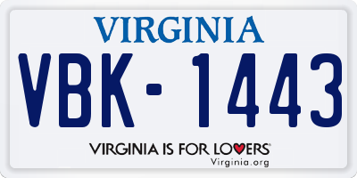 VA license plate VBK1443