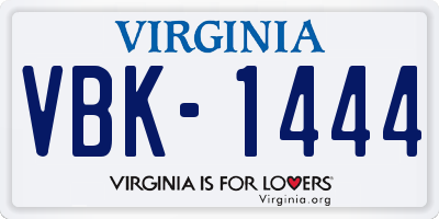 VA license plate VBK1444