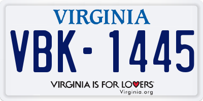 VA license plate VBK1445