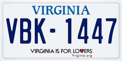 VA license plate VBK1447