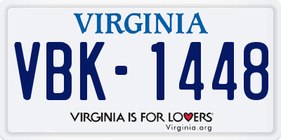 VA license plate VBK1448