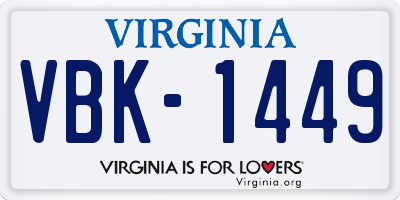 VA license plate VBK1449