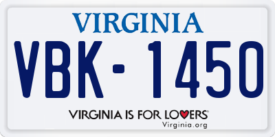 VA license plate VBK1450