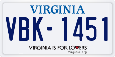 VA license plate VBK1451