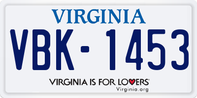 VA license plate VBK1453