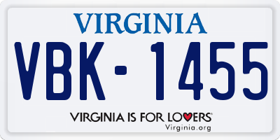 VA license plate VBK1455