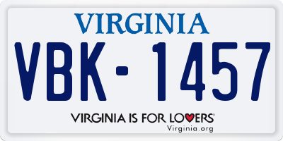 VA license plate VBK1457