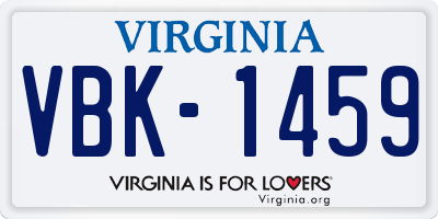 VA license plate VBK1459
