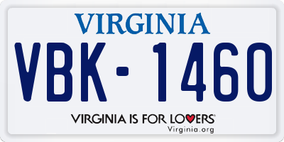 VA license plate VBK1460