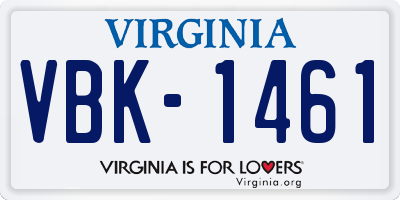 VA license plate VBK1461