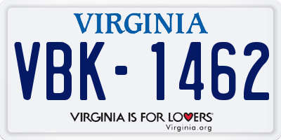 VA license plate VBK1462