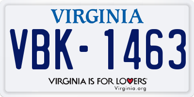 VA license plate VBK1463
