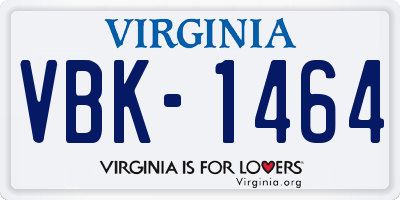 VA license plate VBK1464