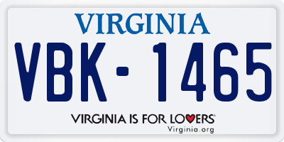 VA license plate VBK1465