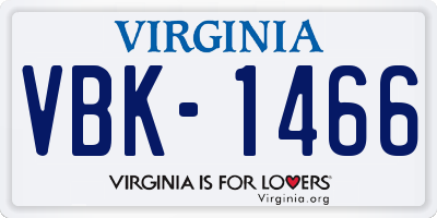 VA license plate VBK1466