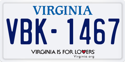VA license plate VBK1467