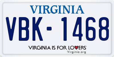 VA license plate VBK1468