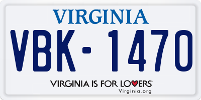 VA license plate VBK1470