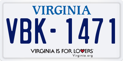 VA license plate VBK1471