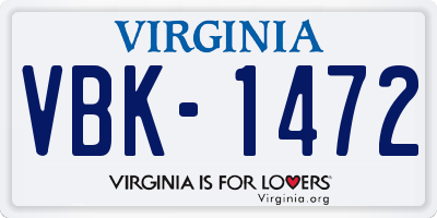 VA license plate VBK1472