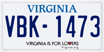 VA license plate VBK1473
