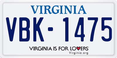 VA license plate VBK1475