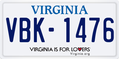 VA license plate VBK1476