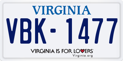 VA license plate VBK1477