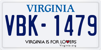 VA license plate VBK1479