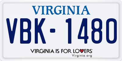 VA license plate VBK1480