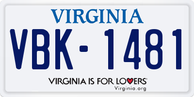 VA license plate VBK1481