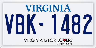 VA license plate VBK1482