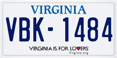 VA license plate VBK1484