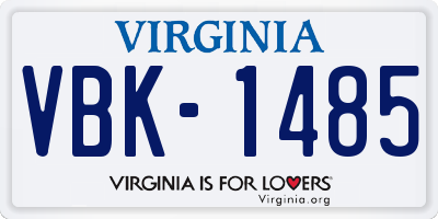 VA license plate VBK1485
