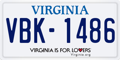 VA license plate VBK1486