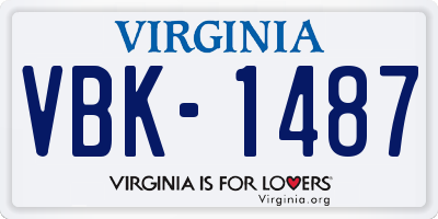 VA license plate VBK1487