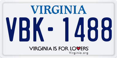 VA license plate VBK1488