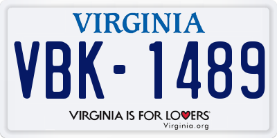 VA license plate VBK1489