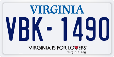 VA license plate VBK1490
