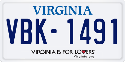 VA license plate VBK1491