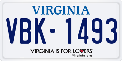 VA license plate VBK1493